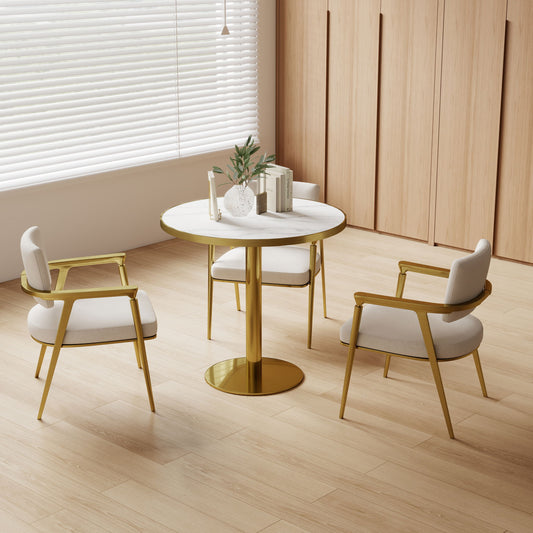 Round Bistro Table - Gold / White