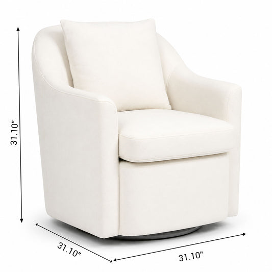 Upholstered Barrel Lounge Chair With Soft Cushioned Seat And Frame - White