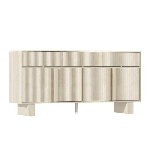 Sideboard Buffet Cabinet With 3 Drawers And 4 Doors For Dining Room