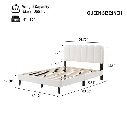 Lambswool Petal Headboard Bed Frame