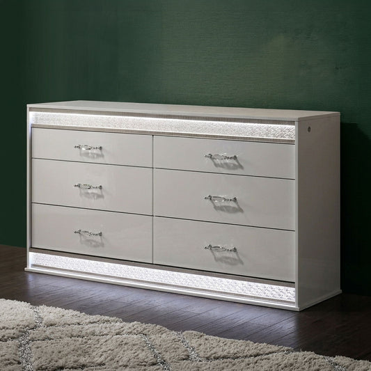 Glam - 6 Drawer Dresser With LED Lighting (Includes Dresser Only) - White