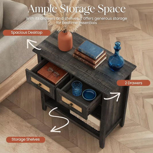 Storage Cabinet With 2 Drawers And 2 Shelves - Coffee