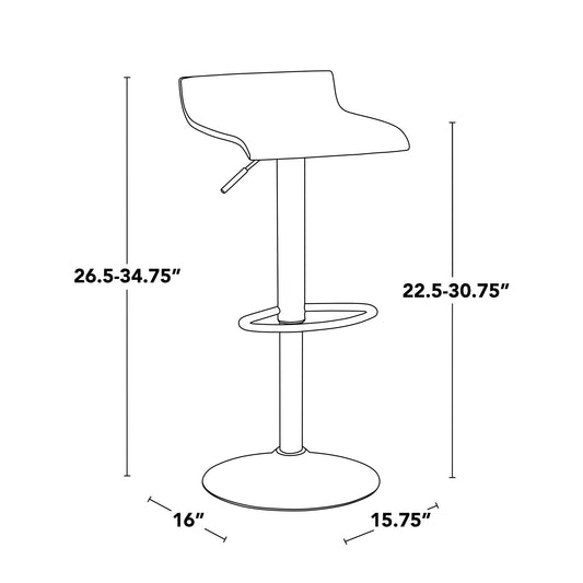 Ale - Contemporary Adjustable Height Barstool With Swivel With Oval Footrest (Set of 2)