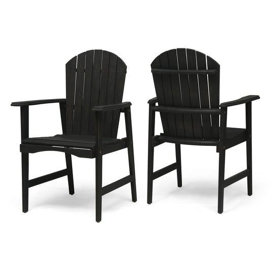 Outdoor Weather Resistant Acacia Wood Adirondack Dining Chairs (Set of 2)