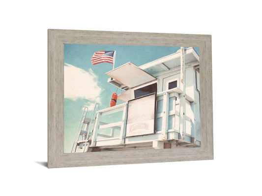 Seaside Watchtower - 28" x 34" Framed Wall Art - Light Blue