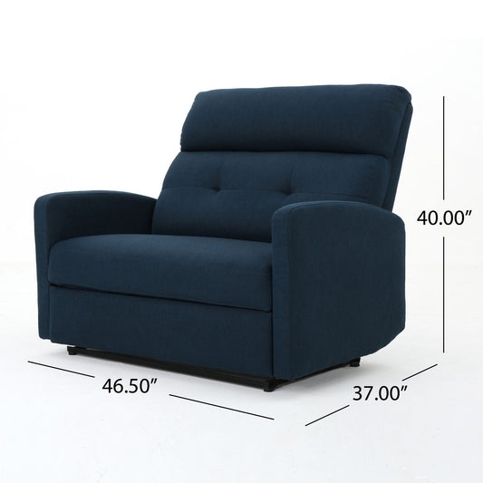 Alma - Contemporary Upholstered Loveseat Recliner - Navy Blue