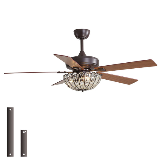 52" Ceiling Fan, 5 Blades, Reversible DC Motor - Coffee