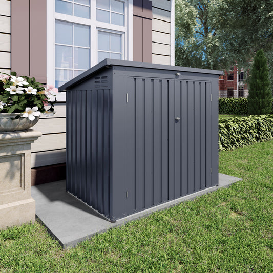 Outdoor Trash Can Storage Shed For 2 Bins Garbage - Gray