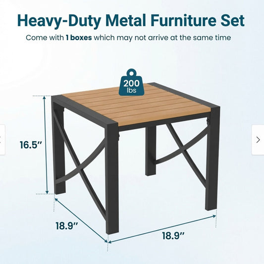 Square Outdoor Patio End Table - Black