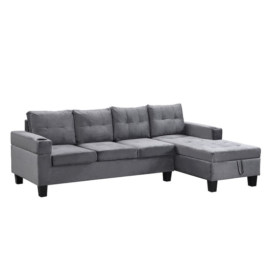 Modern Sectional Sofa Set With L Shape Chaise Lounge And Storage