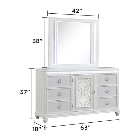 Abigale - 6 Drawer Dresser With LED (Includes Dresser Only, Mirror Not Included) - White