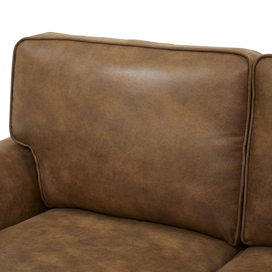 Sofa With Rolled Arms And Studs Trim - Brown