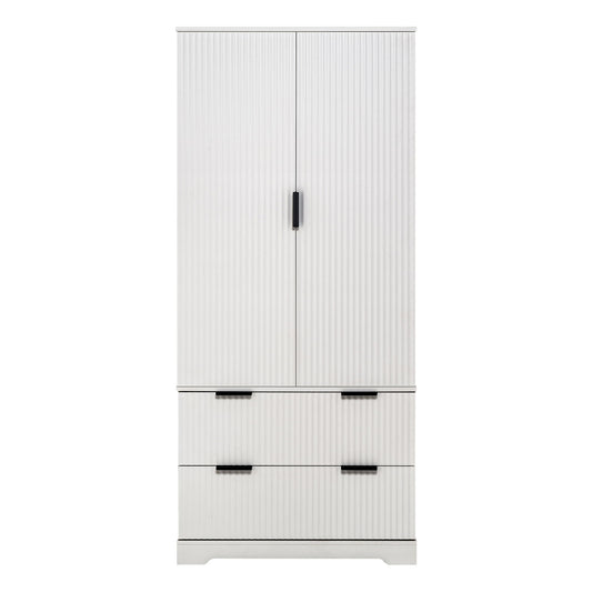 Fluted Kitchen Pantry Cabinet With 2 Large Drawers & 8 Door Spice Rack