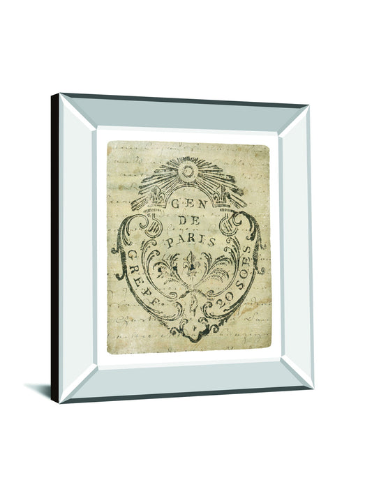 Letter Crest IIa Vintage V2 By Wild Apple Portfolio - Mirror Framed Print Wall Art - Beige