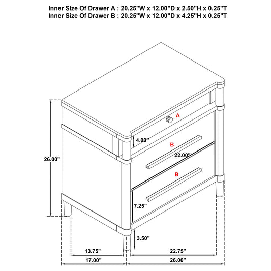 Robinson - 3 Drawer Nightstand - White