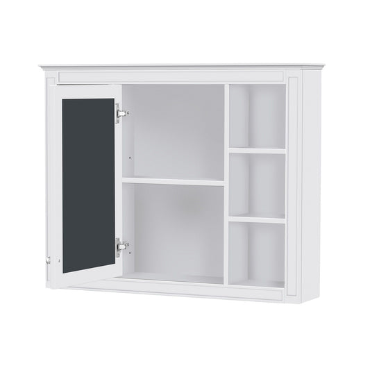 Wall Mounted Medicine Cabinet With Mirror, Storage Cabinet Featuring 6 Open Shelves And Adjustable Interior