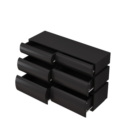Minimalist Modern 6 Drawer Dresser, Handle Free Design With Wide Storage