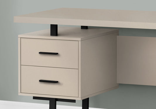 Computer Desk For Home Office, Laptop, Left, Right Set Up, Storage Drawers, Contemporary & Modern - Taupe