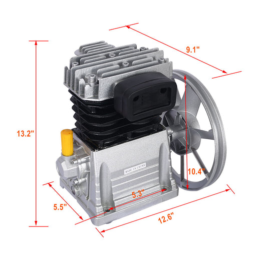 Piston 3Hp Air Compressor Head Pump 2.2Kw 115Psi - Silver