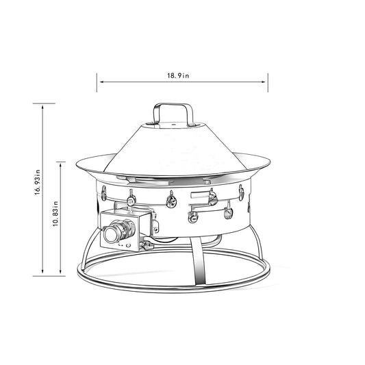 Propane Gas Fire Pit Table, 50000 Btu Round For Outside Patio - Black