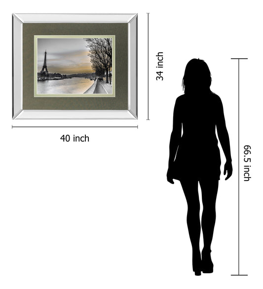 River Seine And The Eiffel Tower By Assaf Frank - Mirror Framed Print Wall Art - Gray
