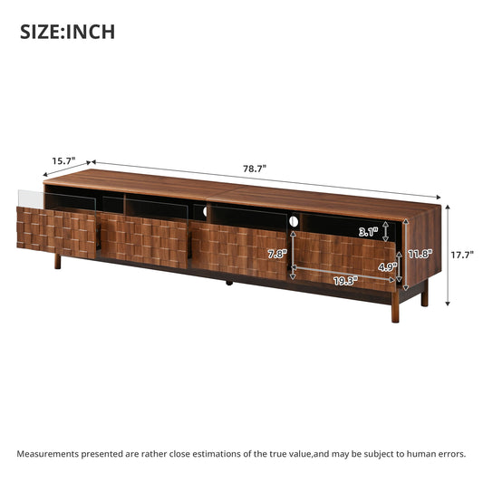 TV Stand With LED Lights And Glass Drawers For Living Room - Walnut