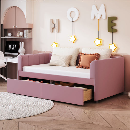 Upholstered Daybed With Ergonomic Design Backrest