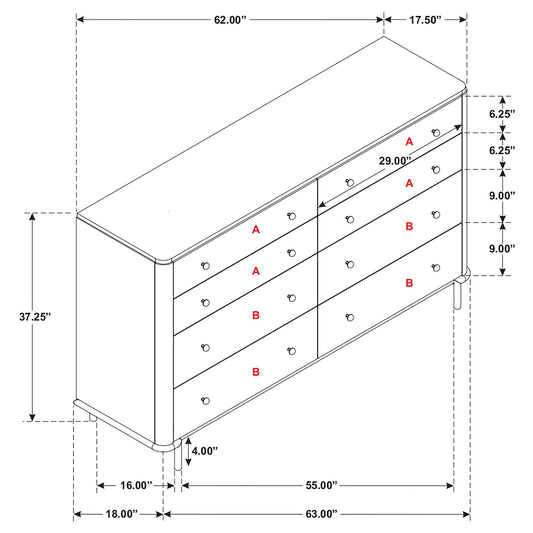 Stevie - Rectangular 8 Dresser - Sand