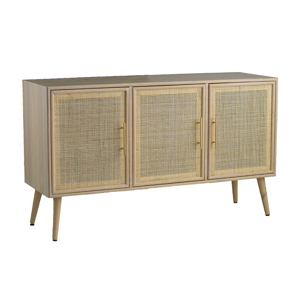 Wooden Accent TV Cabinet With 3 Doors - Brown