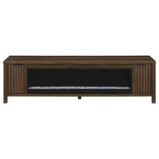 Carey - 79" TV Stand Fireplace Media Console - Dark Pine