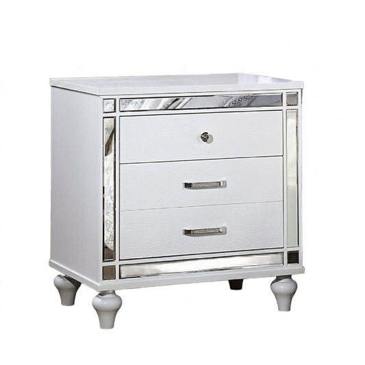 Contemporary Nightstand With Crocodile Textured Trim