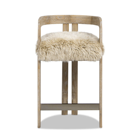 Millwick - Low Back Genuine Fur Counter Stool - Natural Blonde