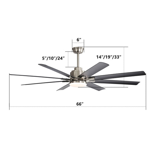 Ceiling Fan With Dimmable LED Light, Reversible DC Motor, Smart Remote Control Blades For Living Room - Nickel