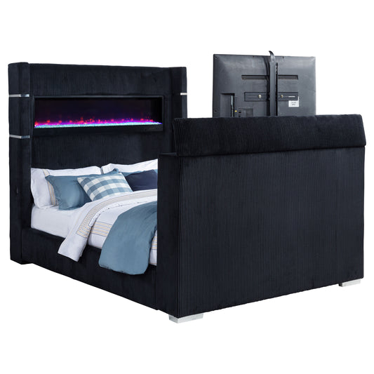 Fireplace Storage Bed with Hidden TV Lift