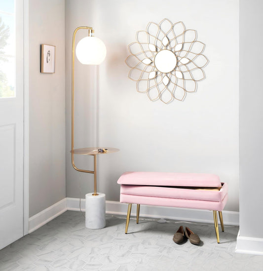 Symbol - Contemporary / Glam Floor Lamp Side Table - White Marble