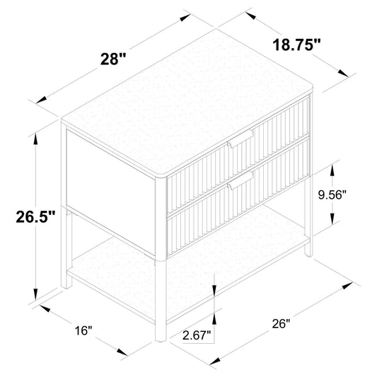 Tova - 2 Drawer Side Table With Shelf - Dark Brown