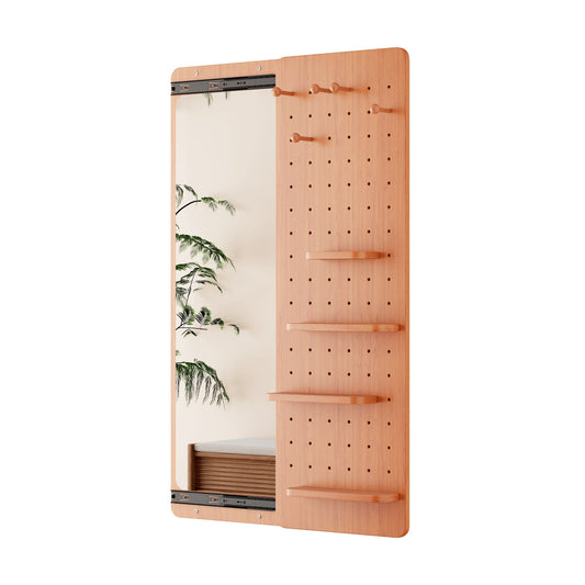 Wall Mounted Full Length Mirror With Shelf And Hook
