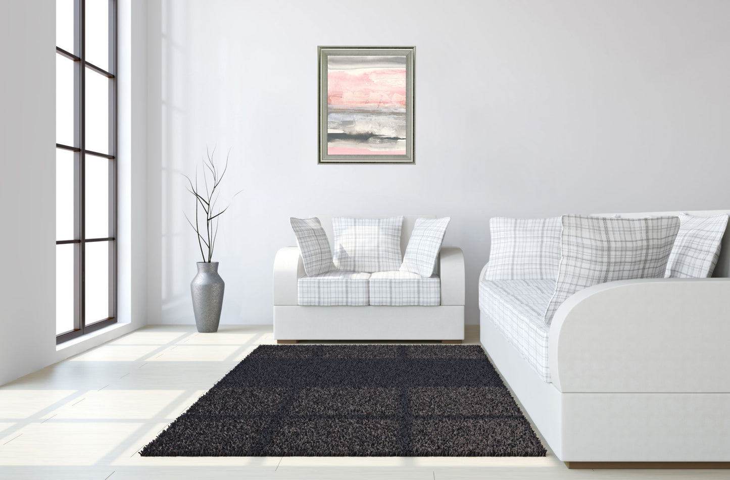 Blushed Horizon Mist - 28" x 34" Framed Wall Art - Pink