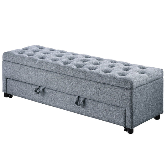 Storage Ottoman With Tufted Seat And Underseat Drawer