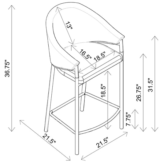 Sloped Arm Counter Stools (Set of 2) - Beige