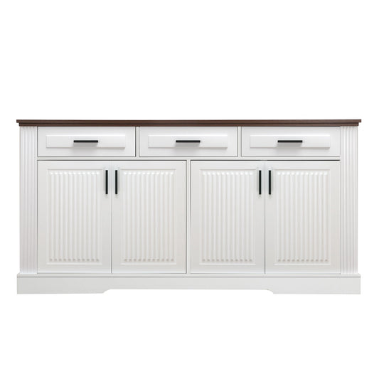Fluted Sideboard Buffet Cabinet With 4 Doors And 3 Drawers