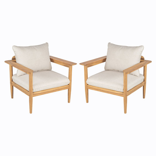 Terassi - Outdoor Lounge Chair (Set of 2) With Cushions - Beige / Light Teak
