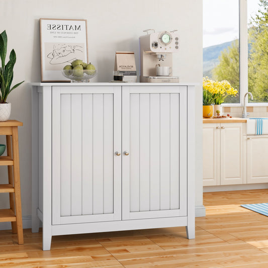 Double Door Storage Cabinet With Knobs - White