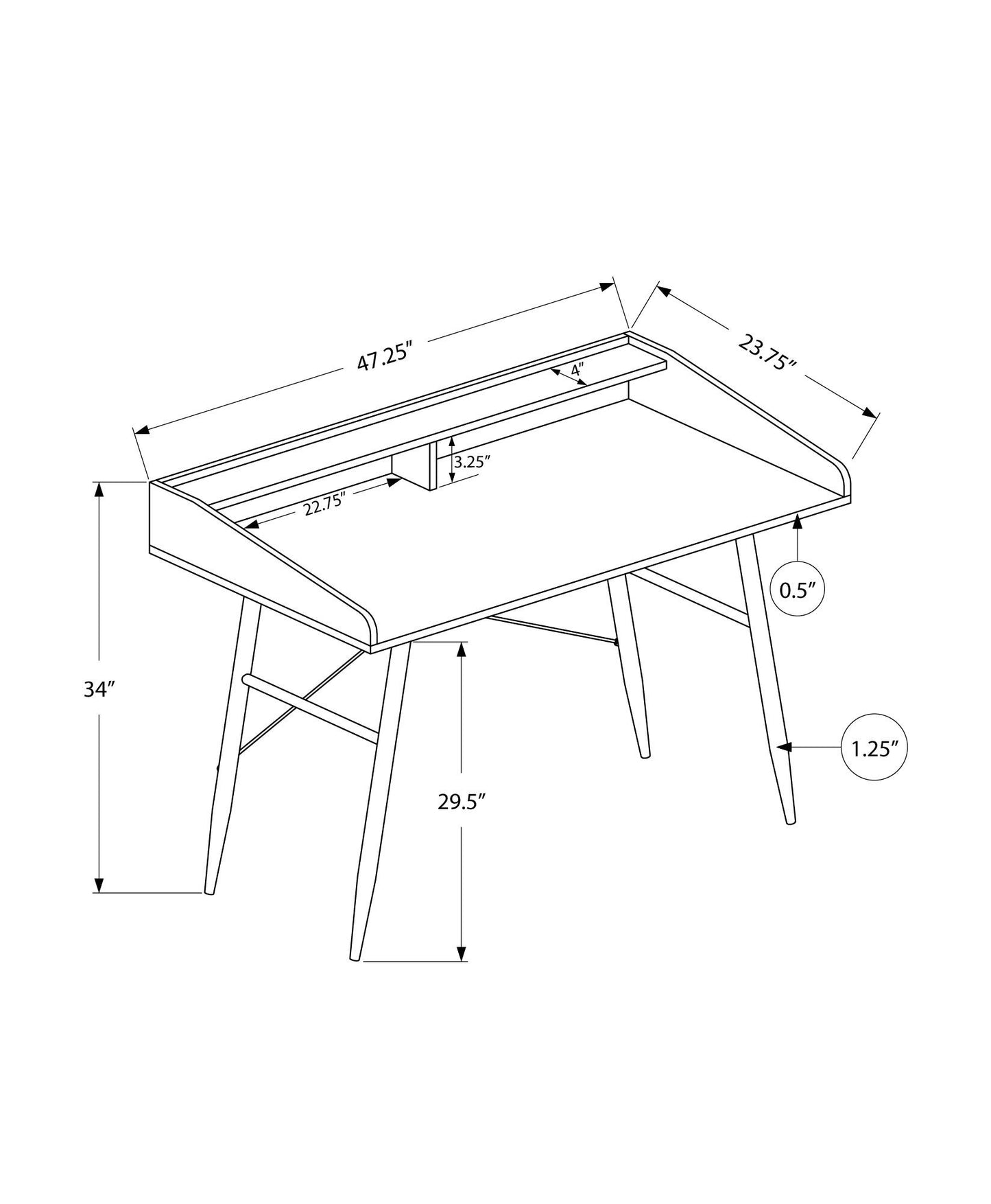 Computer Desk For Home Office, Laptop, Storage Shelves, Contemporary Versatile Placement - Natural