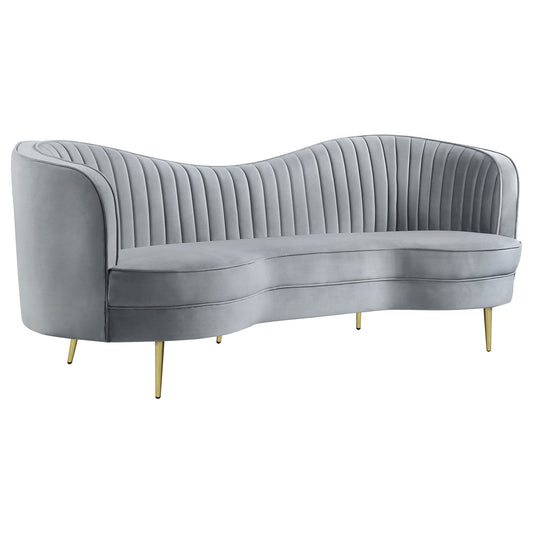 Reigha - Upholstered Sofa Lounge Furniture With Channel Tufted Backrest - Gray