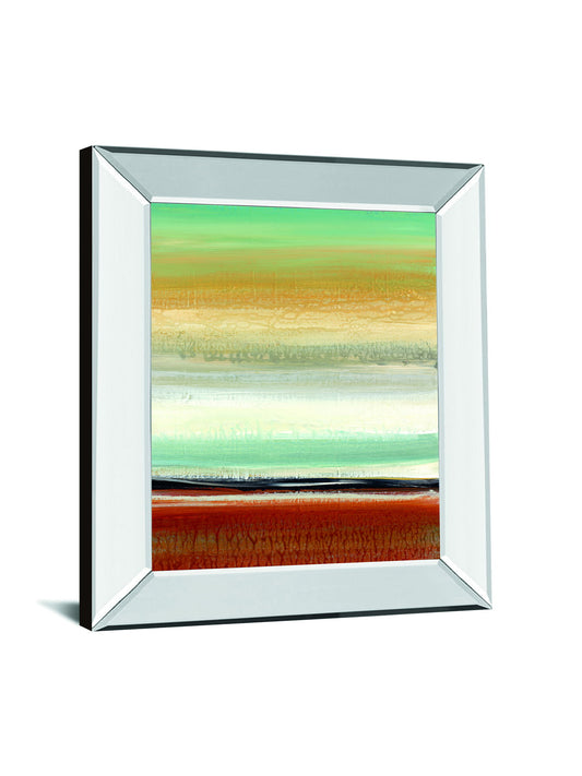 Horizon Lines II By Tesla Mirrored Frame - Light Brown