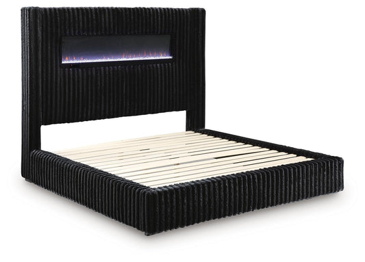Tayleena - Upholstered Bed With Fireplace And Wireless Audio