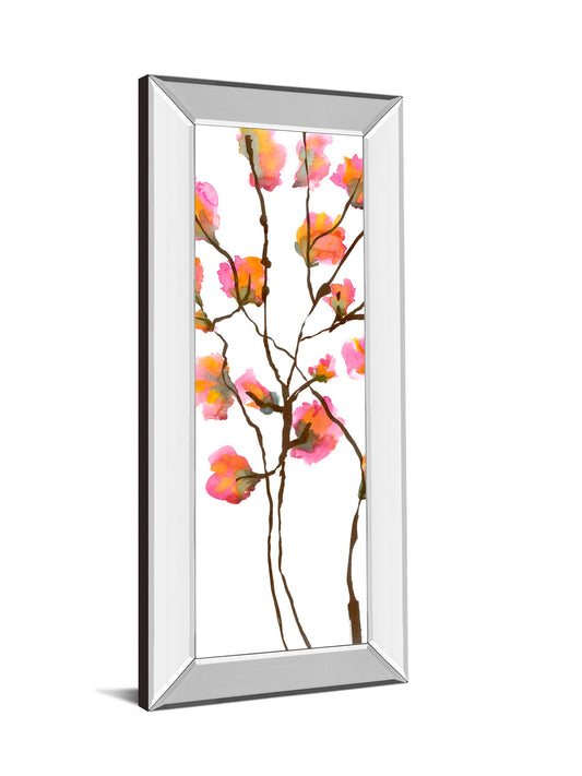 Inky Blossoms I By Deborah Velasquez - Mirror Framed Print Wall Art - Pink