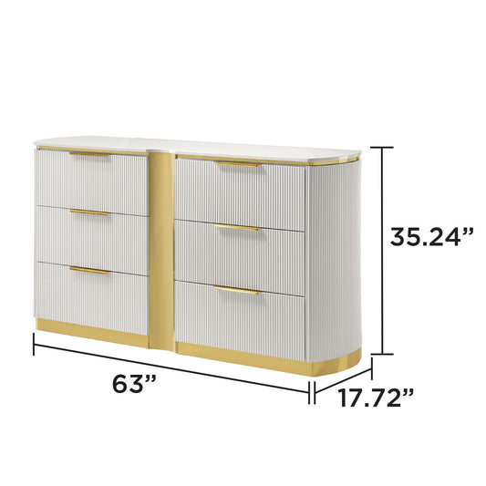 Giovanni - 6 Drawer Dresser (Only Dresser Included, Mirror Not Included) - White