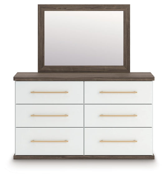 Kendanport - 4 Pc. - King Platform Bed, Dresser, Mirror And Nightstand - Brown / White